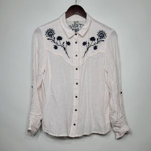 Americanino western Embroidered Speckle top small